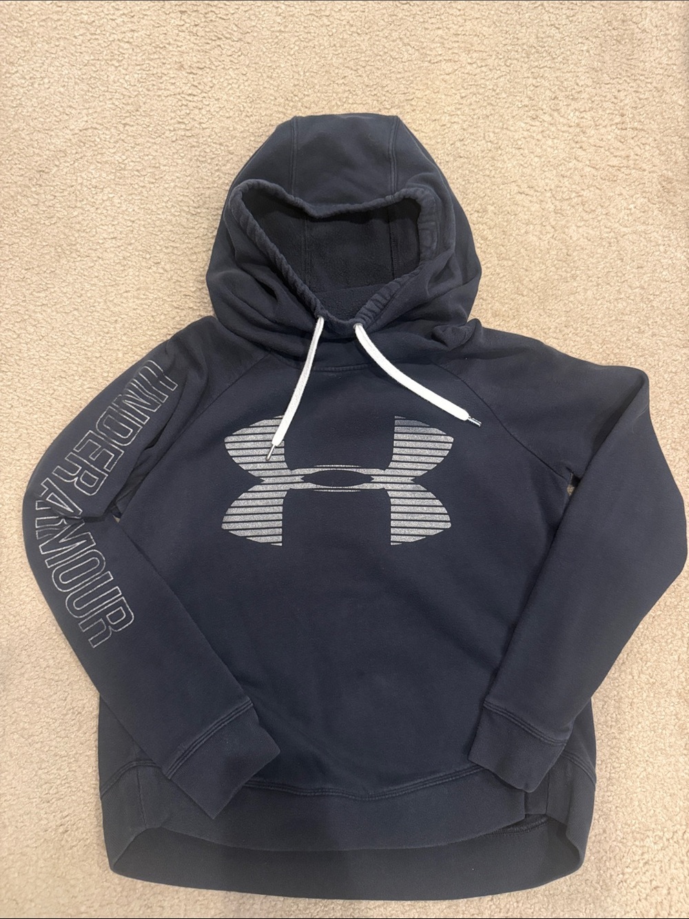Under Armour Women's Navy Crewneck Pullover Hoodie with Logo